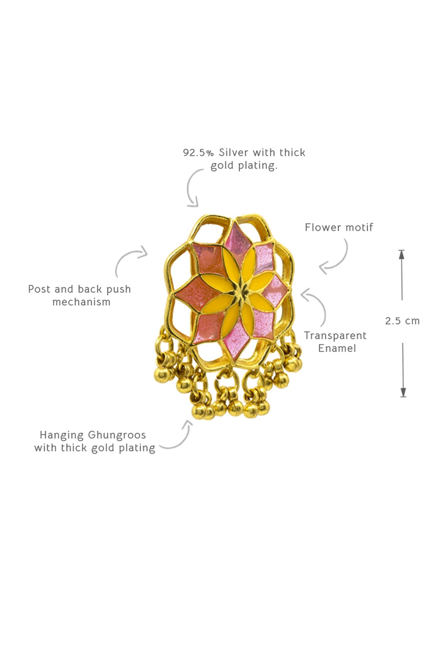 Kumud Blossom Enamelled Stud Earrings 