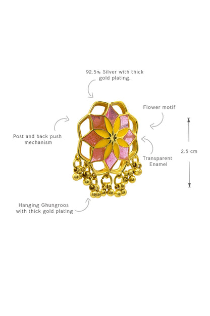 Kumud Blossom Enamelled Stud Earrings 