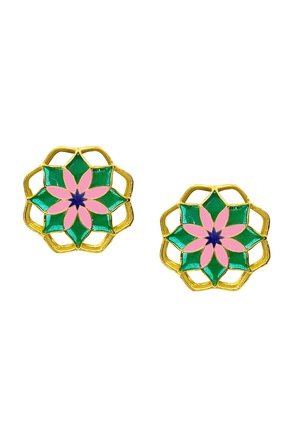 Floral Enamel Stud Earrings 