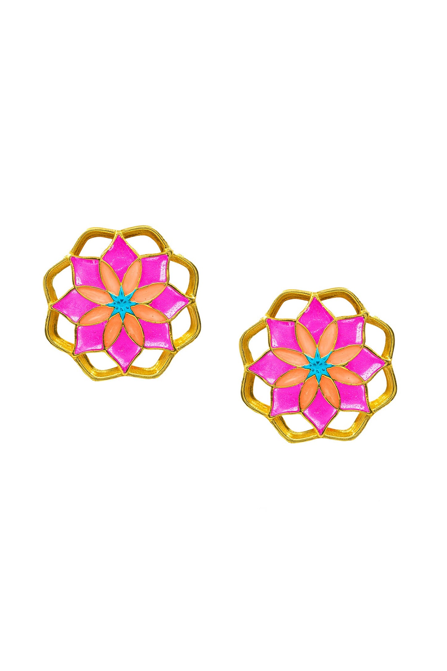Floral Enamel Stud Earrings 