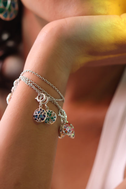 Floral Charm Enamel Bracelet 