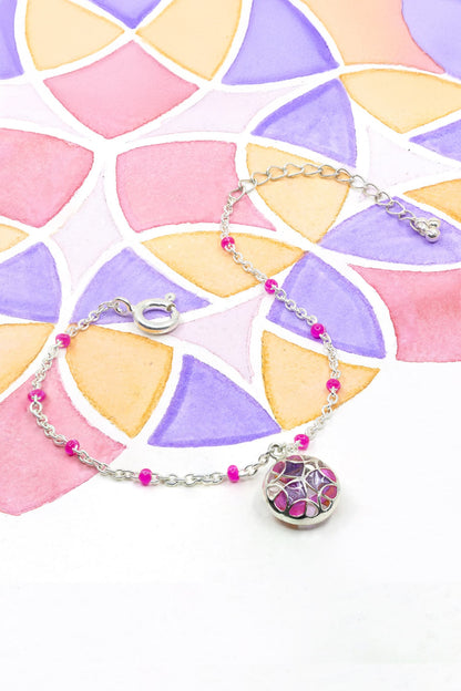 Floral Ball Charm Enamelled Bracelet 