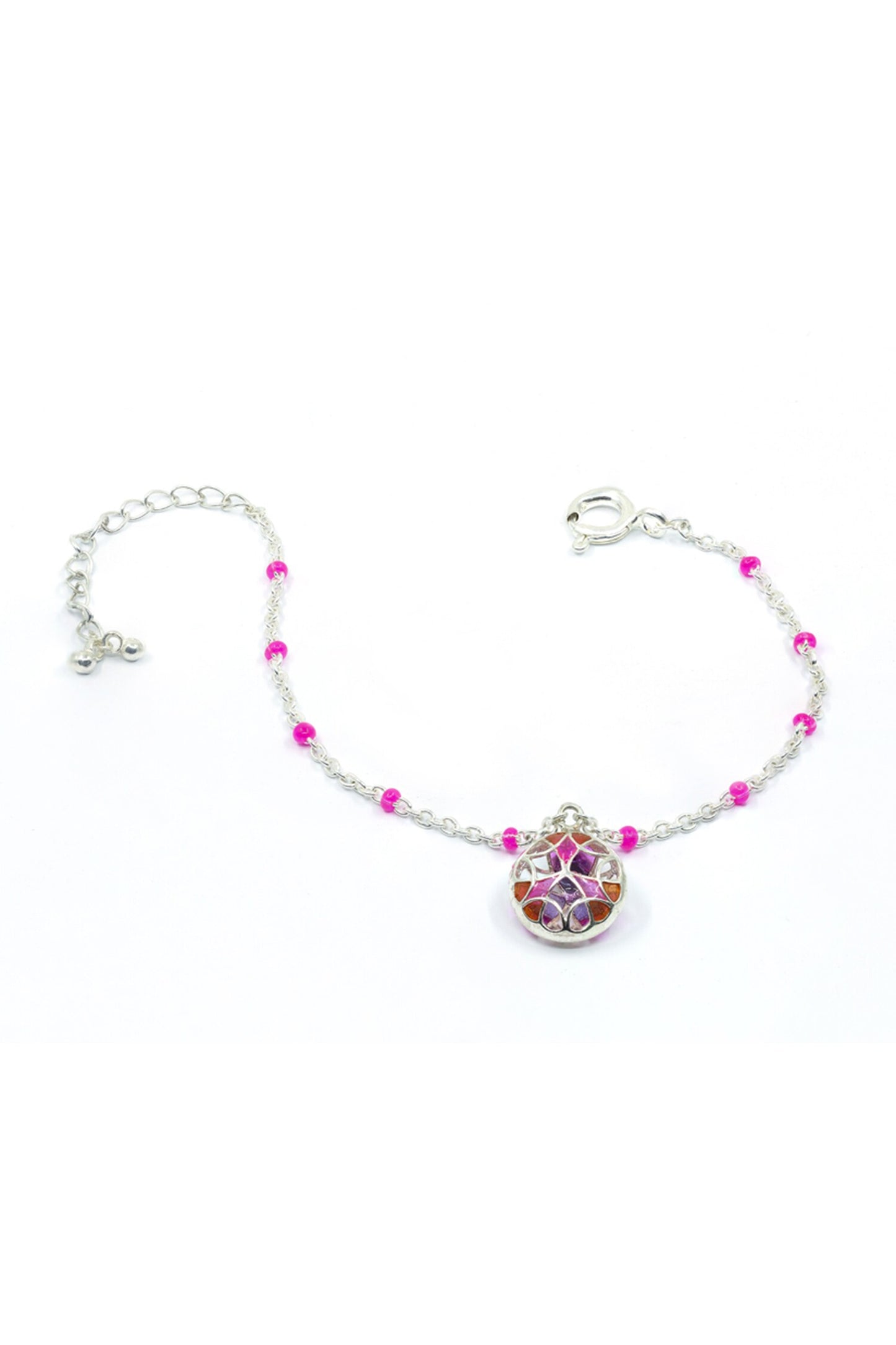 Floral Ball Charm Enamelled Bracelet 