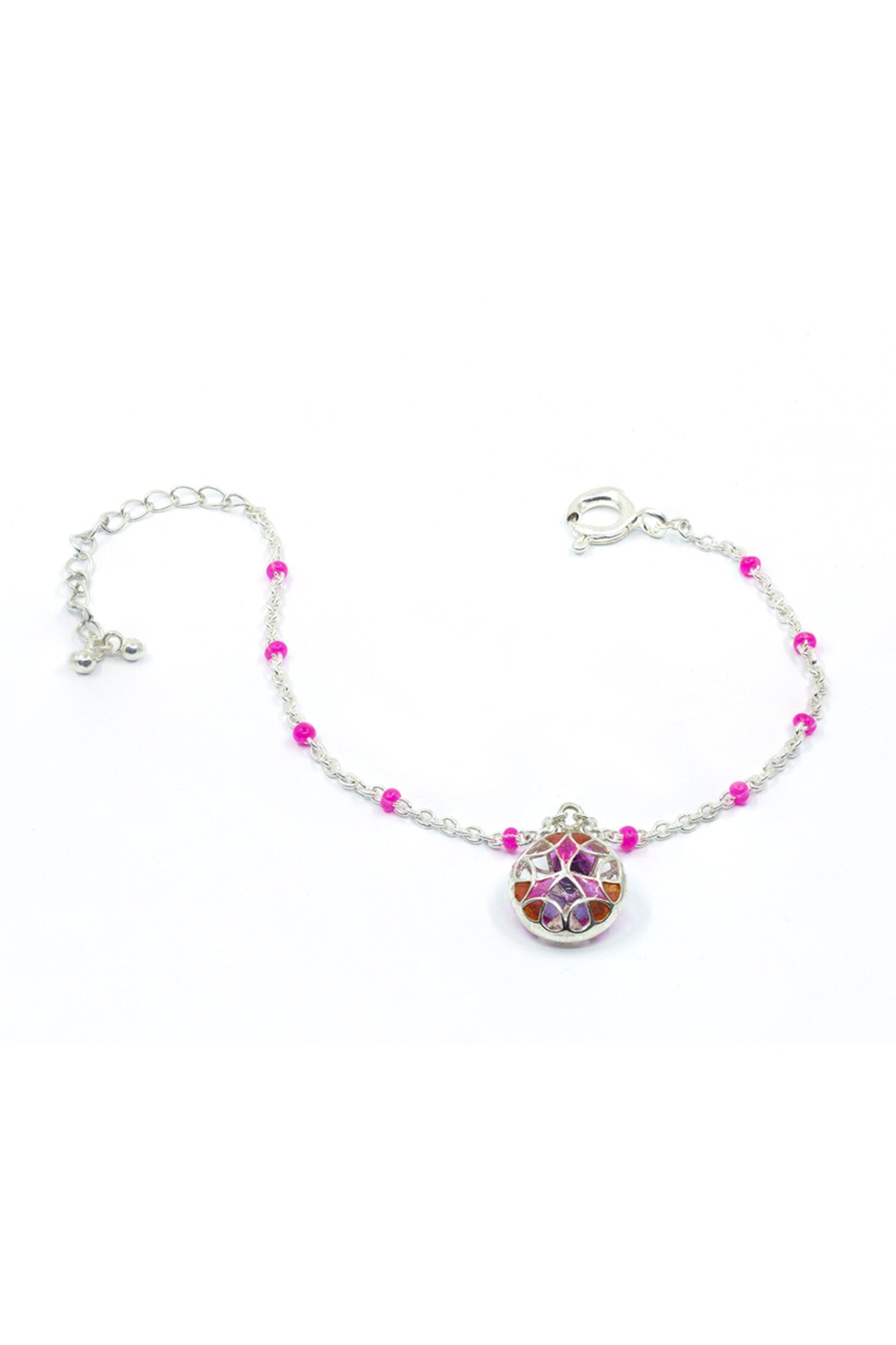 Floral Ball Charm Enamelled Bracelet 