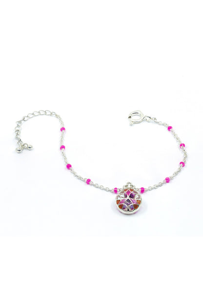 Floral Ball Charm Enamelled Bracelet 