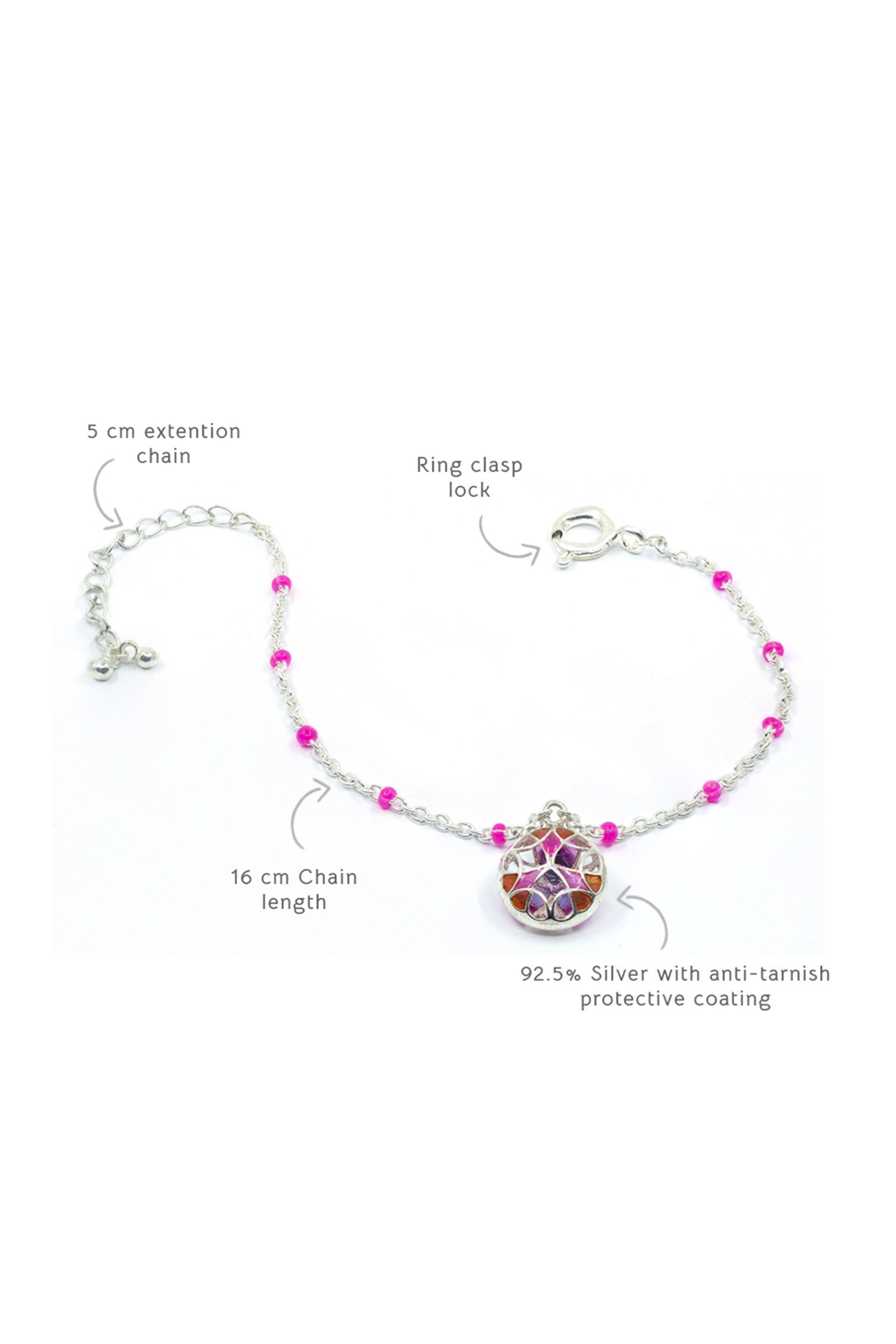 Floral Ball Charm Enamelled Bracelet 