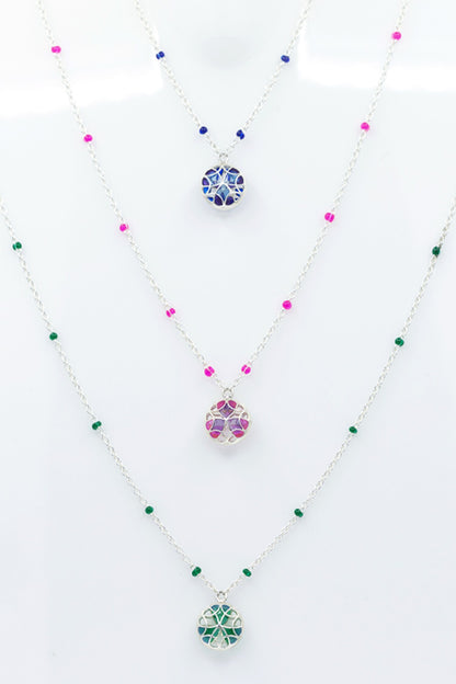 Floral Ball Charm Pendant Necklace 