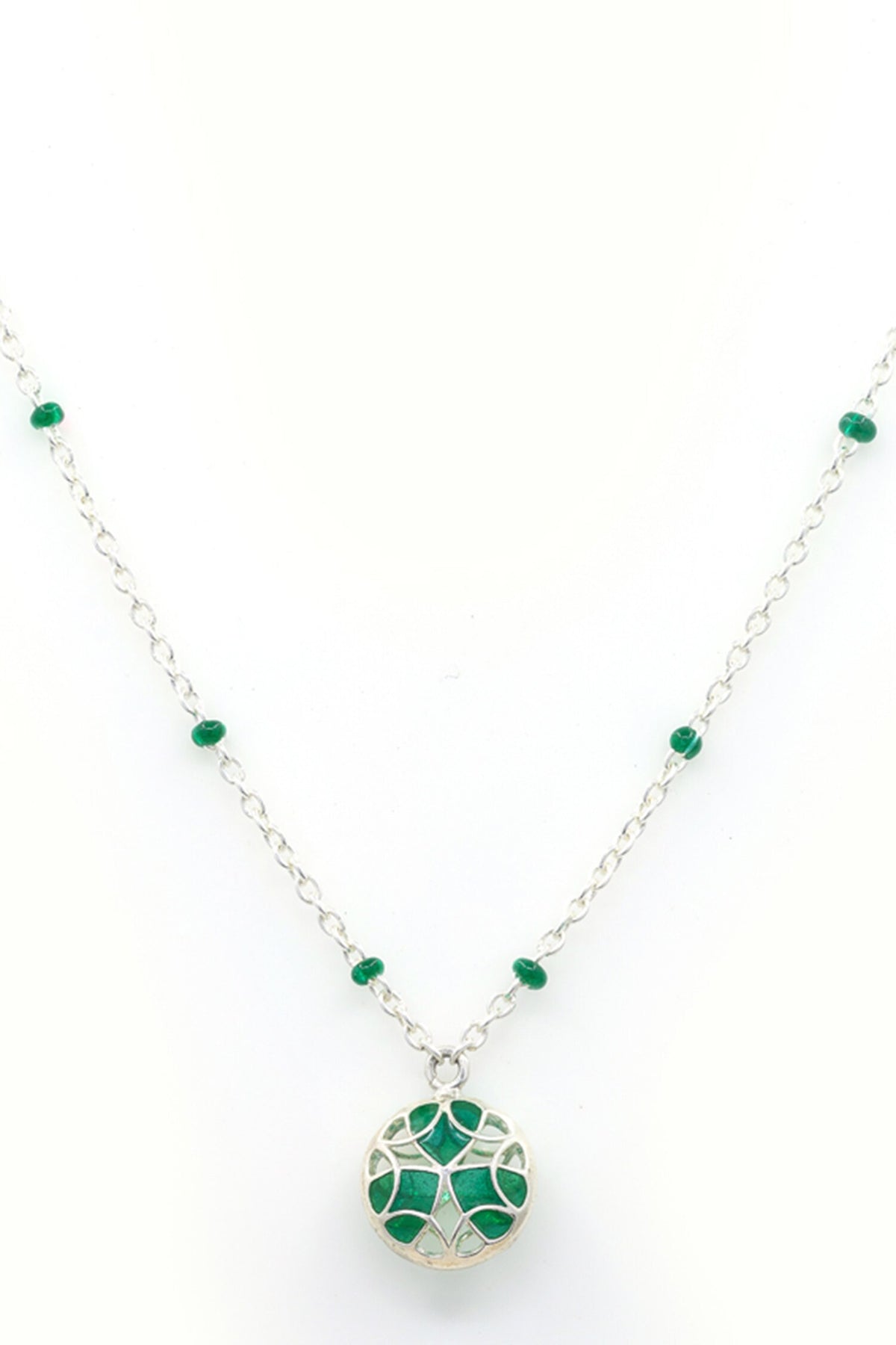 Floral Ball Charm Pendant Necklace 