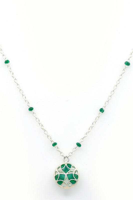 Floral Ball Charm Pendant Necklace 