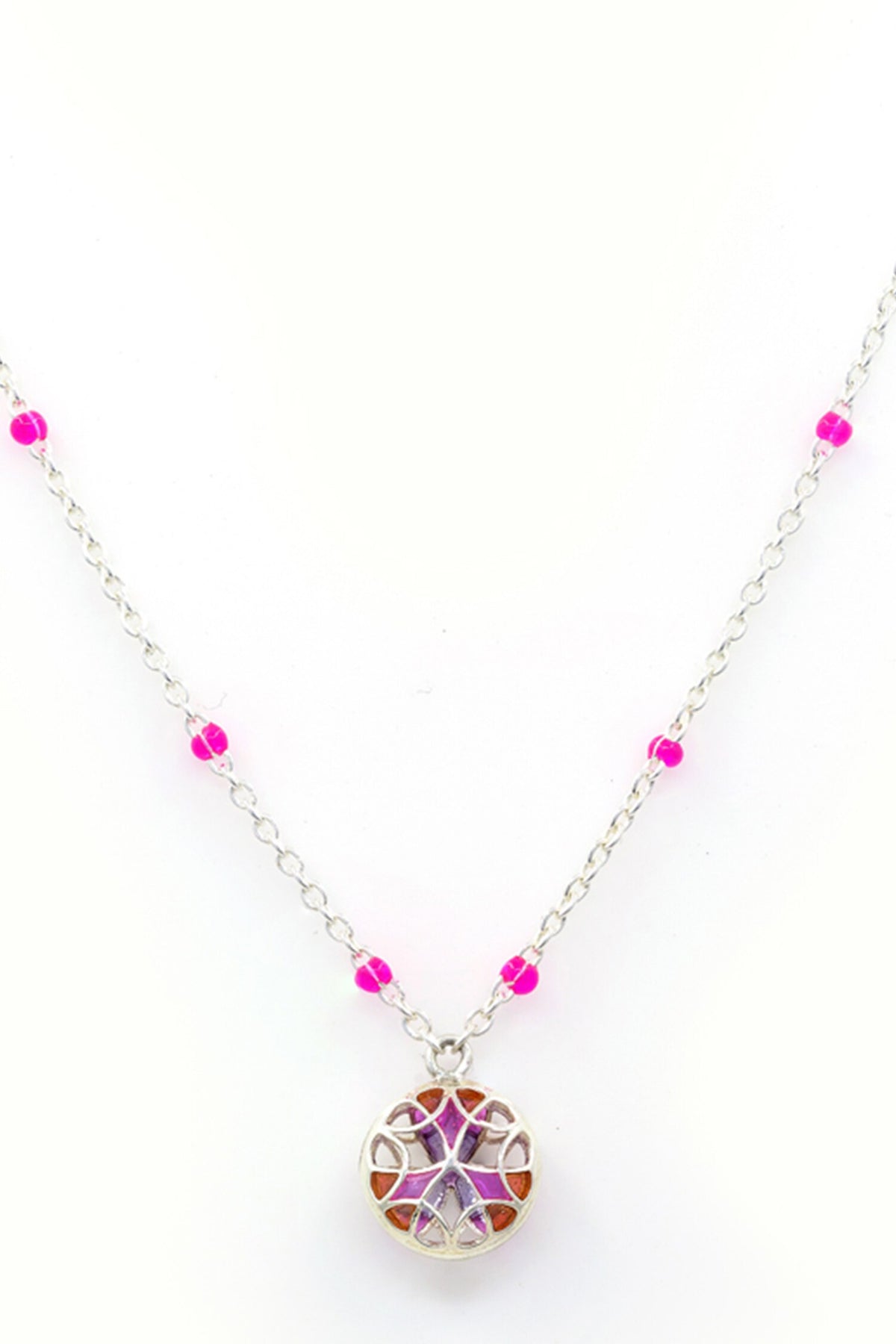 Floral Enamelled Pendant Necklace 