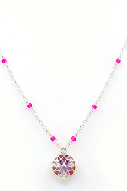 Floral Enamelled Pendant Necklace 