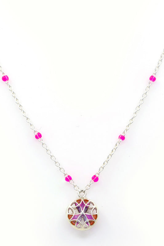 Floral Enamelled Pendant Necklace 