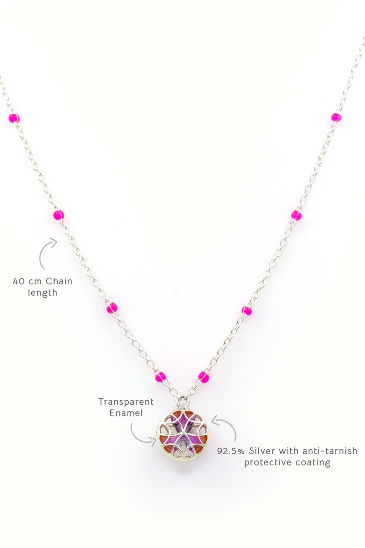 Floral Enamelled Pendant Necklace 