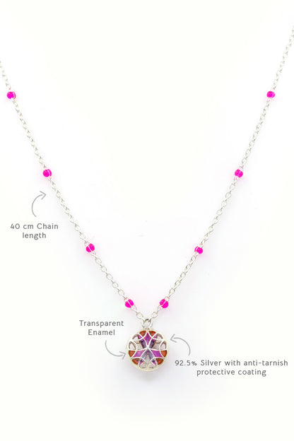 Floral Enamelled Pendant Necklace 
