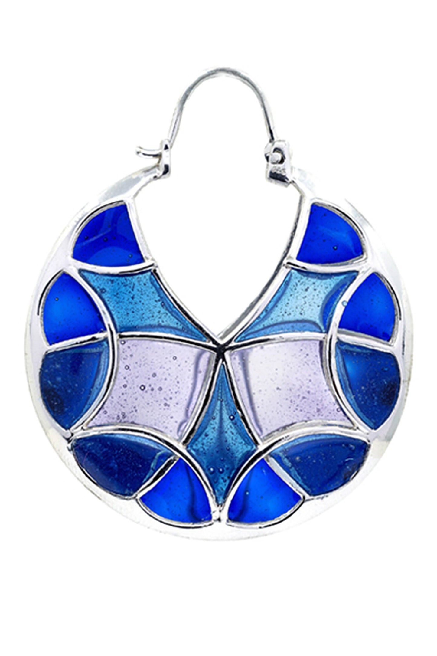 Gradient Blue Enamelled Hoop Earrings 