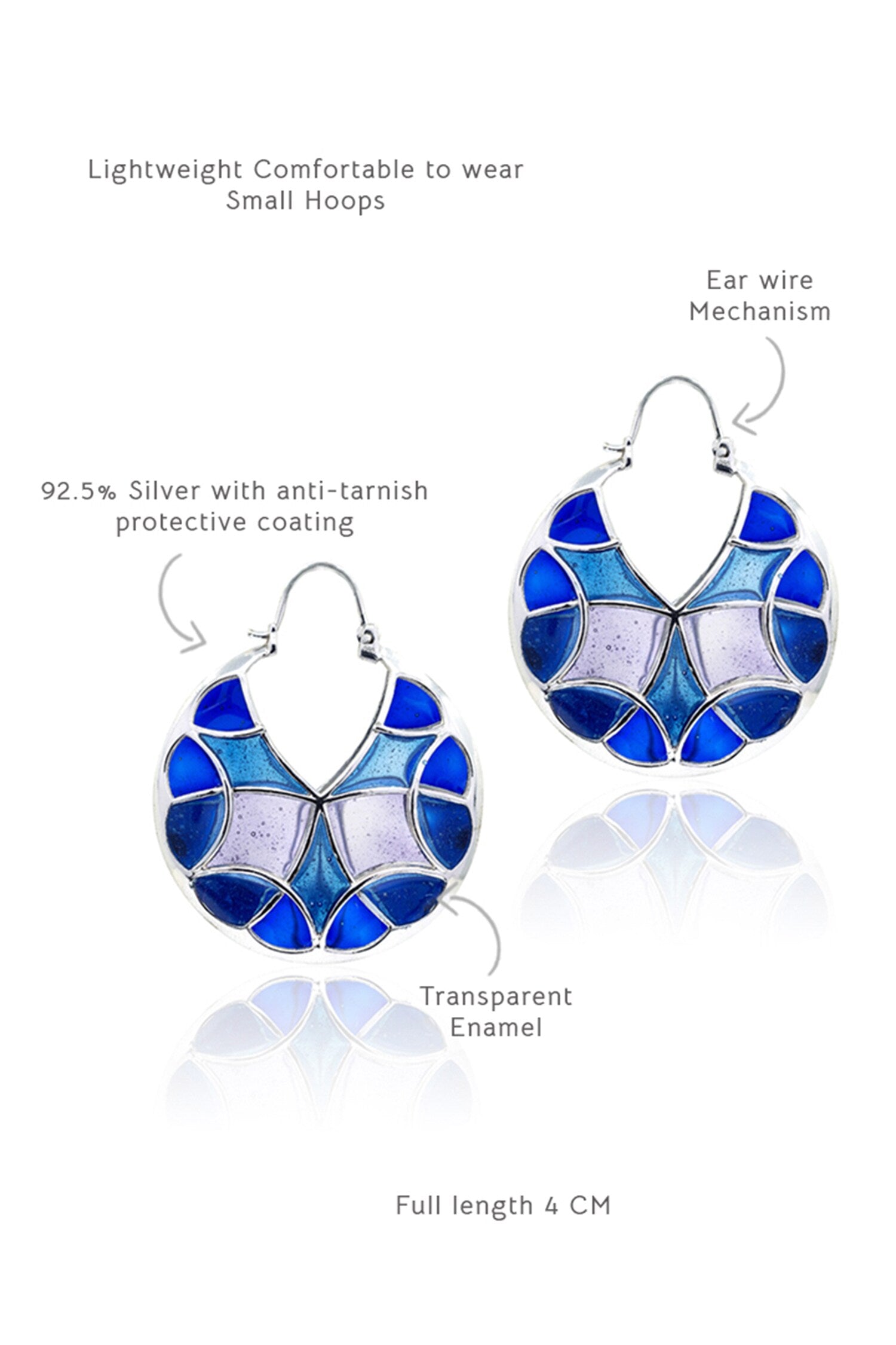 Gradient Blue Enamelled Hoop Earrings 