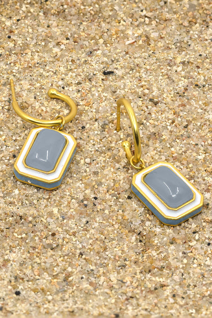 Gold Plated Blue Calcedony Danglers 
