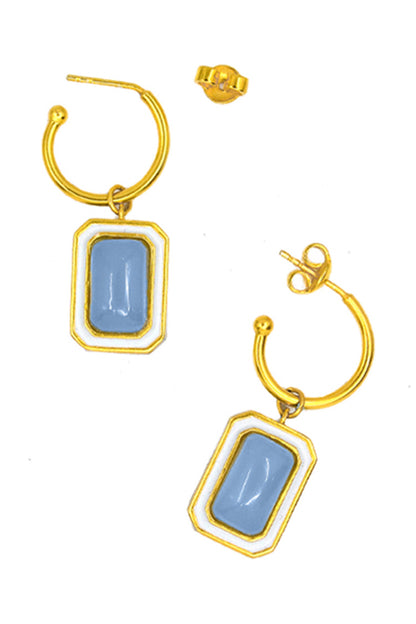 Gold Plated Blue Calcedony Danglers 