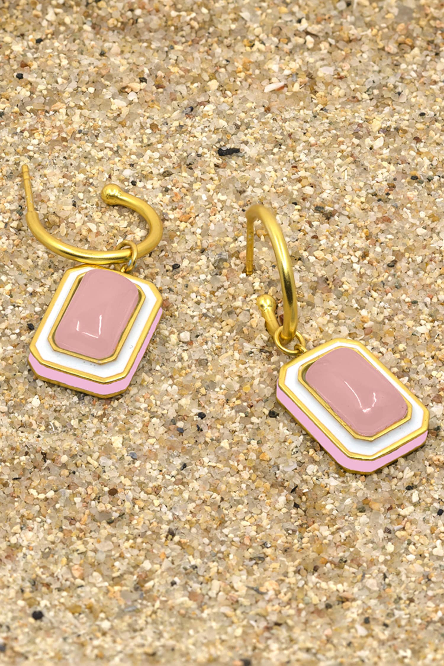 Rose Quartz Stone Embellished Earrings 