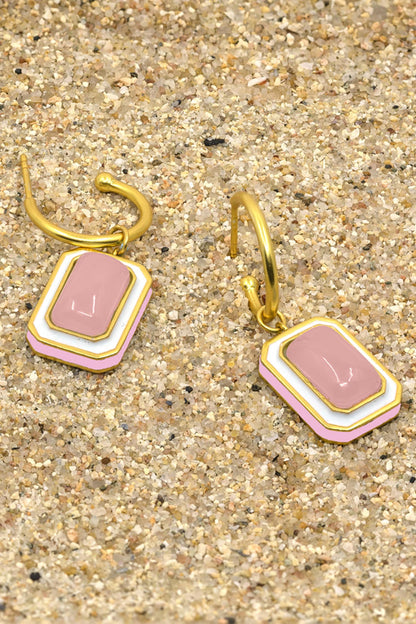 Rose Quartz Stone Embellished Earrings 