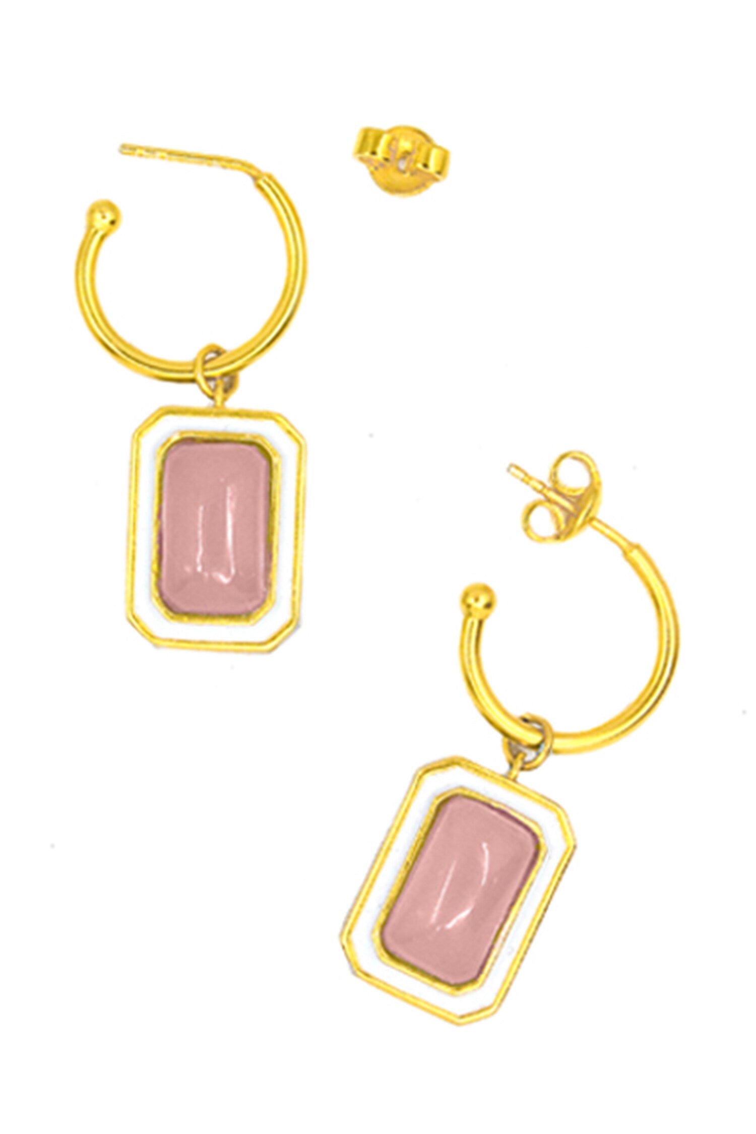 Rose Quartz Stone Embellished Earrings 