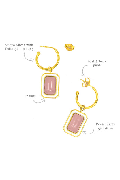 Rose Quartz Stone Embellished Earrings 