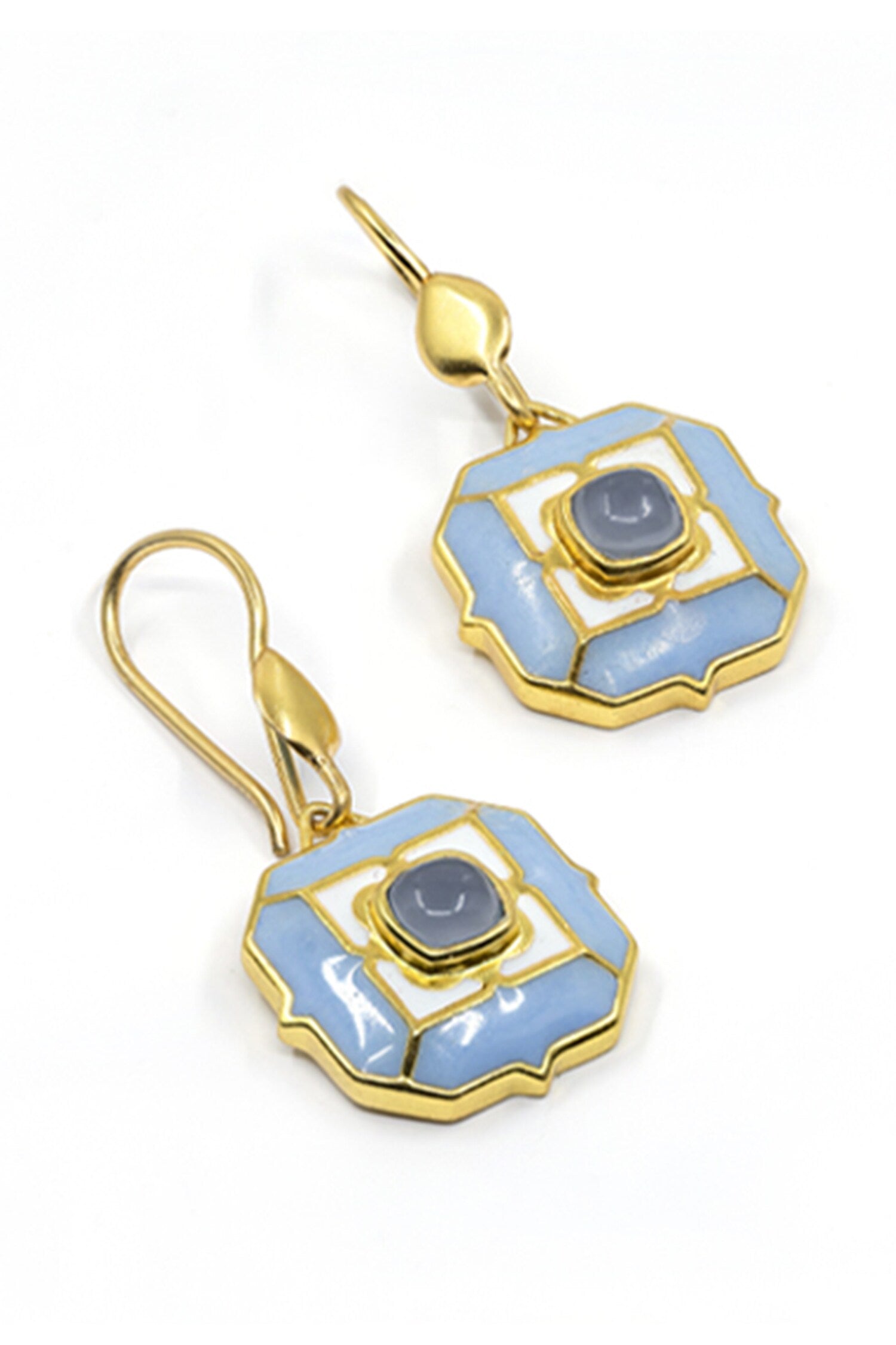 Blue Calcedony Stone Danglers 