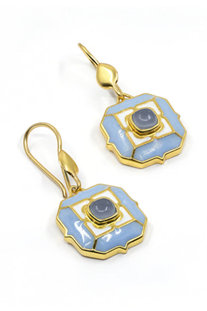 Blue Calcedony Stone Danglers 