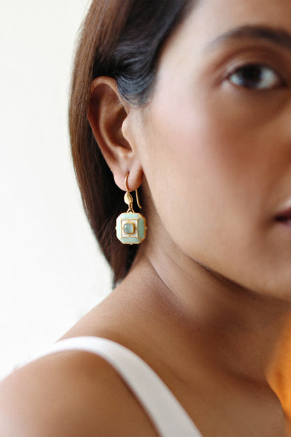 Sea Breeze Green Calcedony Earrings 