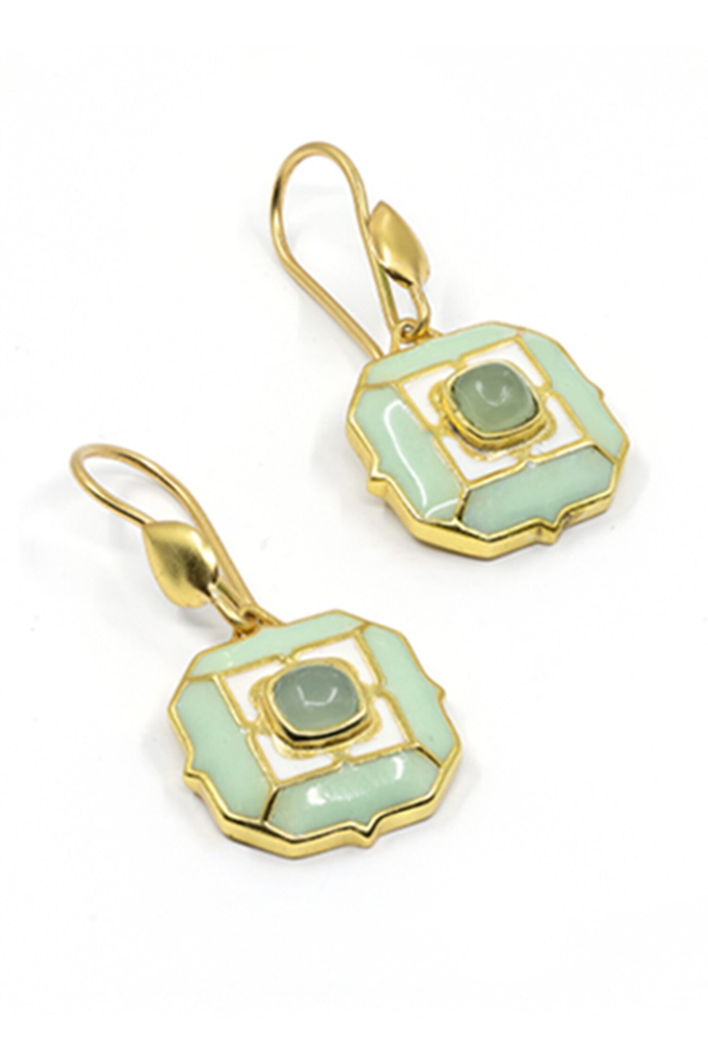 Sea Breeze Green Calcedony Earrings 