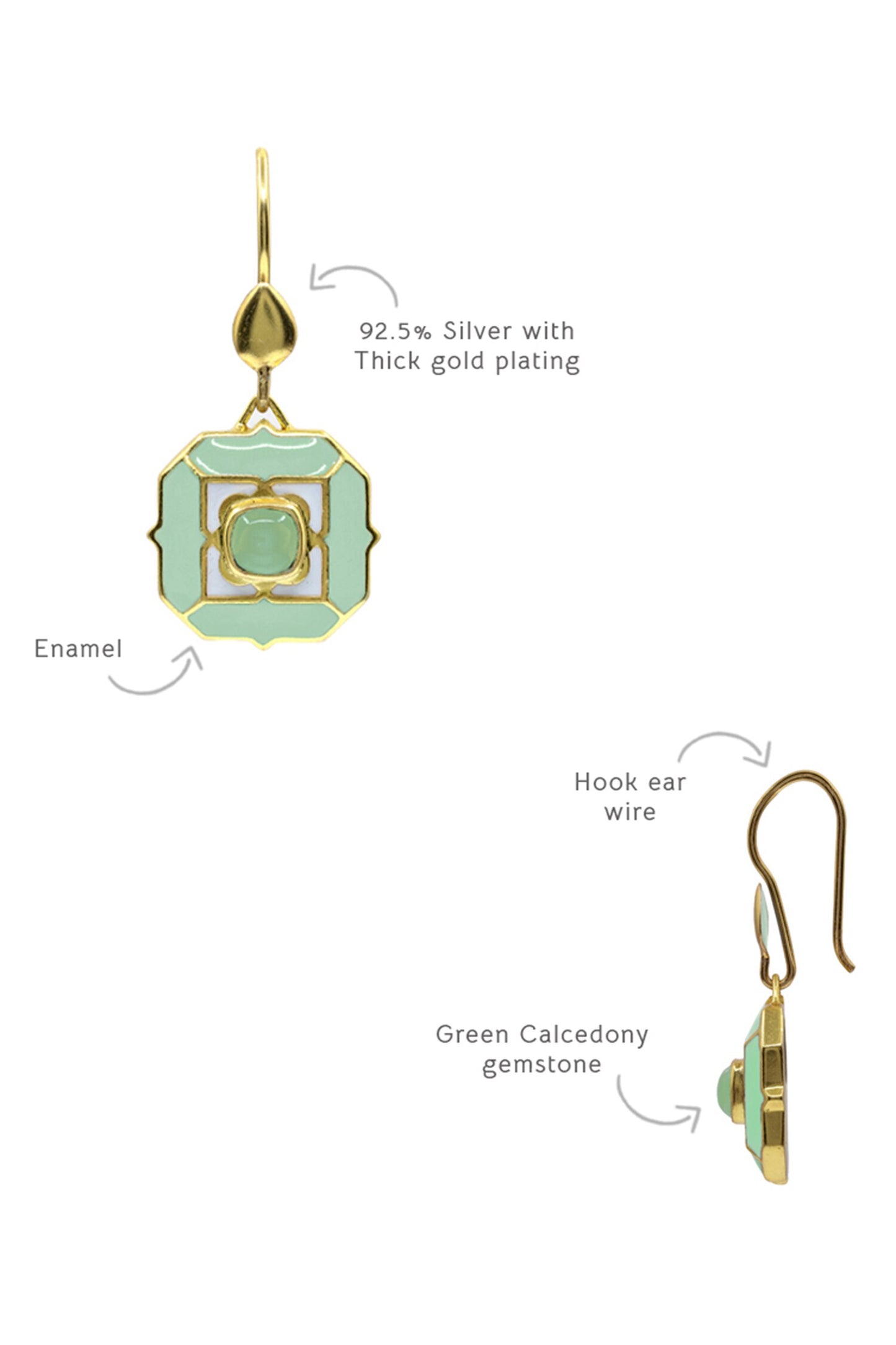Sea Breeze Green Calcedony Earrings 