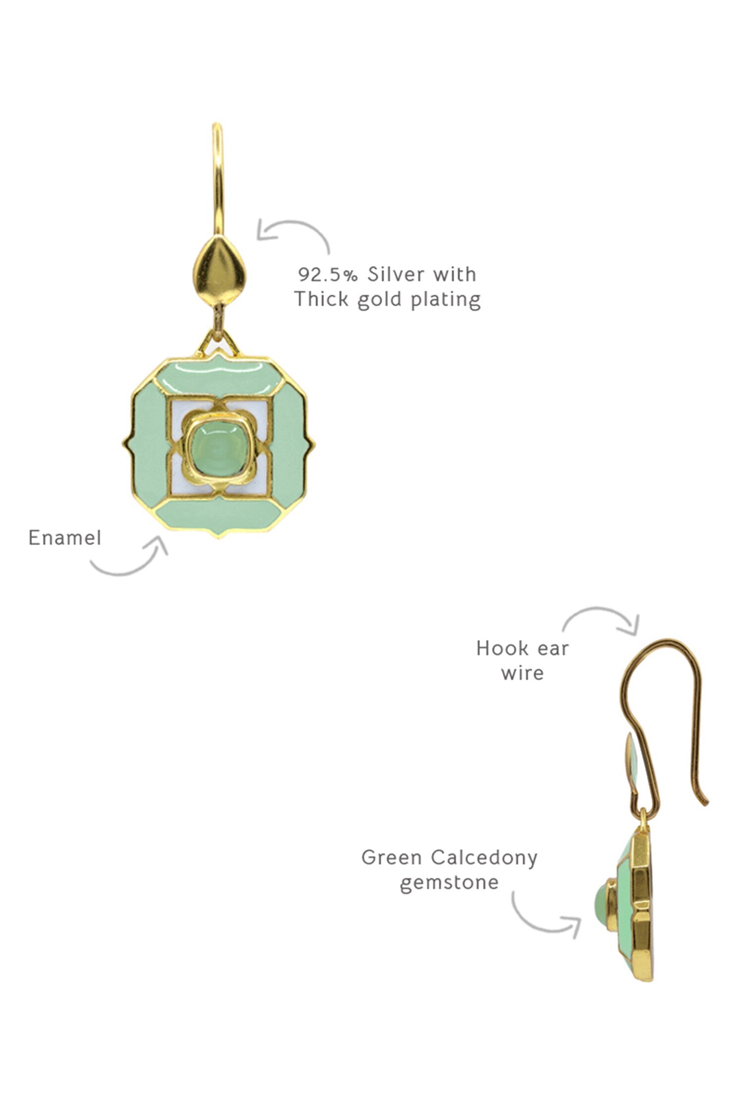 Sea Breeze Green Calcedony Earrings 