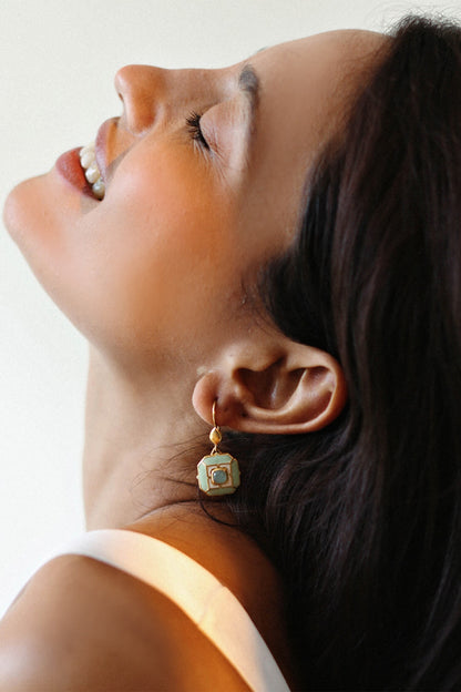 Sea Breeze Green Calcedony Earrings 