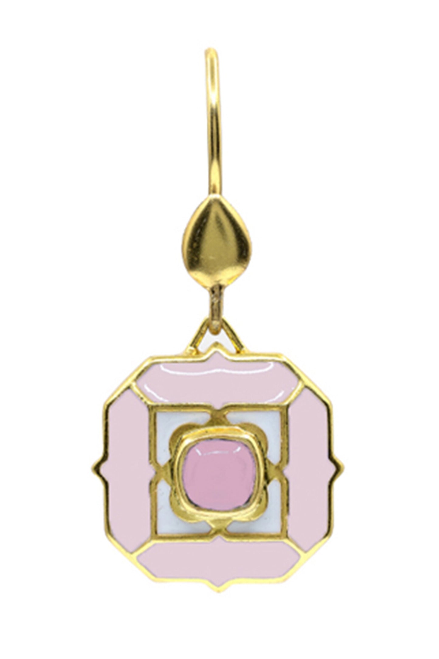 Geometric Rose Quartz Dangle Earrings 