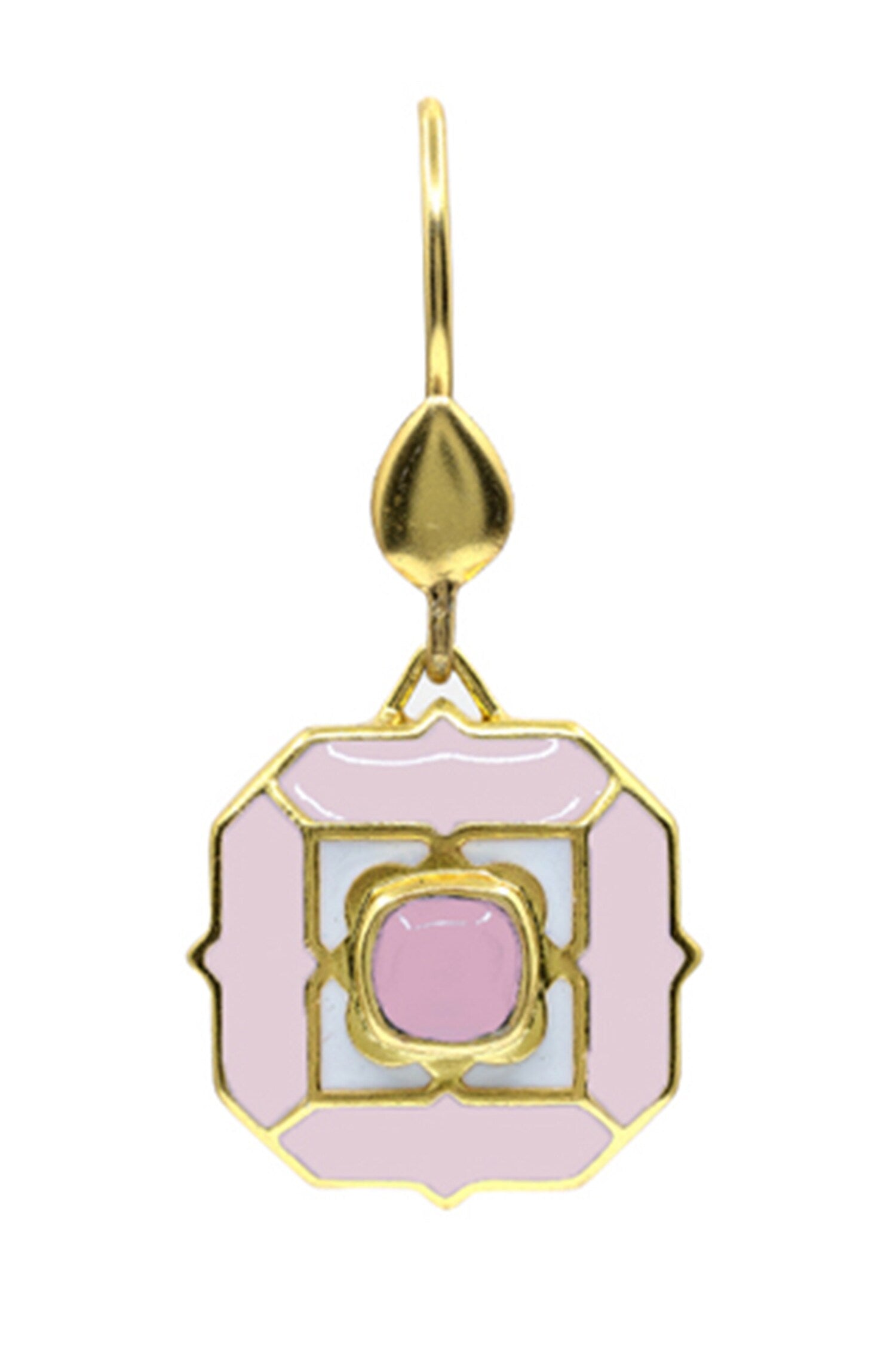 Geometric Rose Quartz Dangle Earrings 