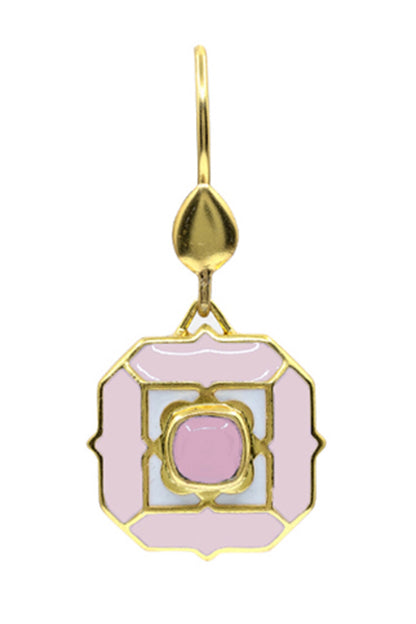 Geometric Rose Quartz Dangle Earrings 