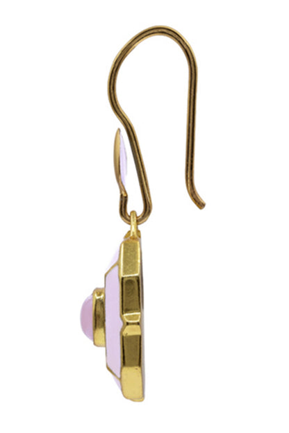 Geometric Rose Quartz Dangle Earrings 