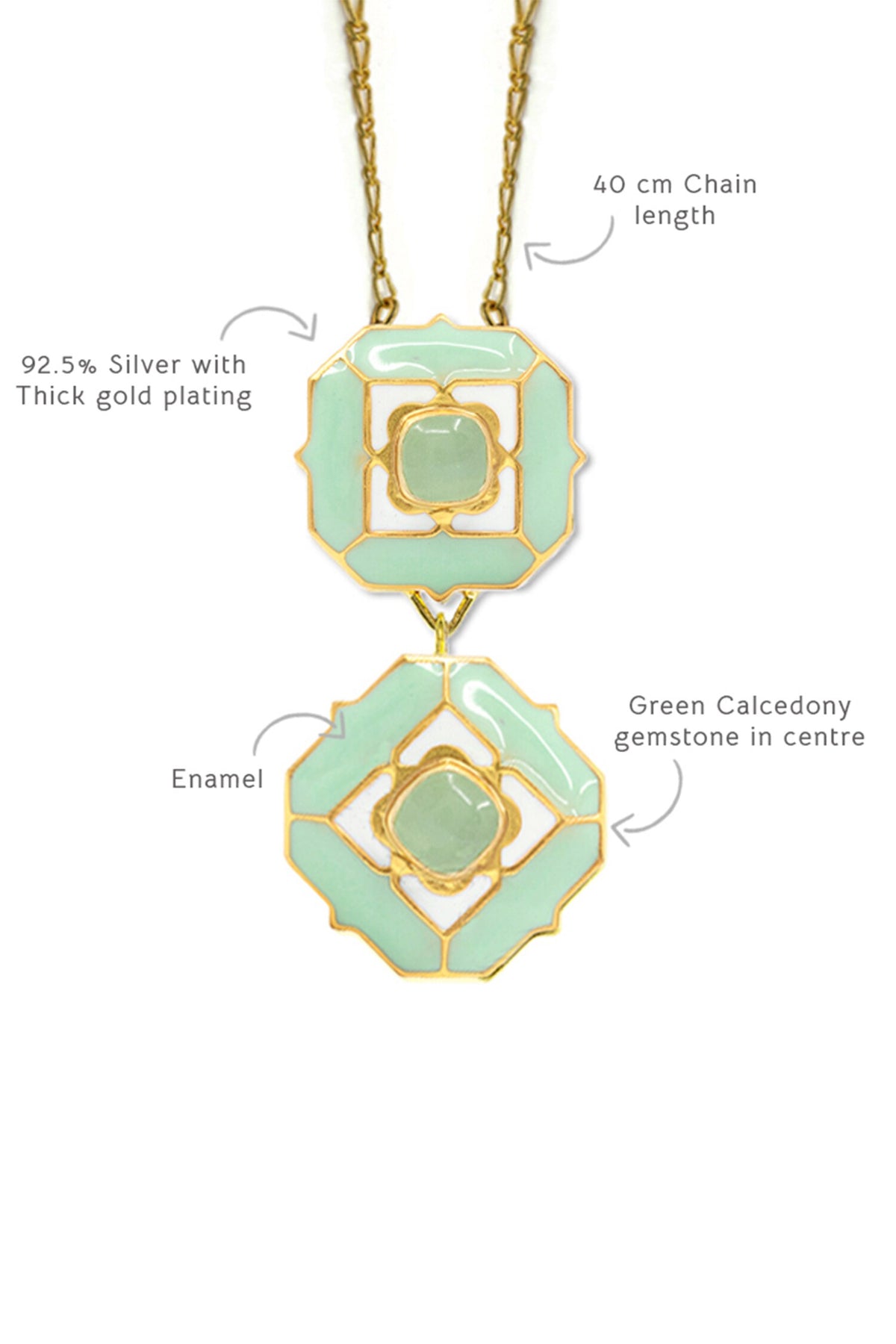 Green Calcedony Pendant Necklace 