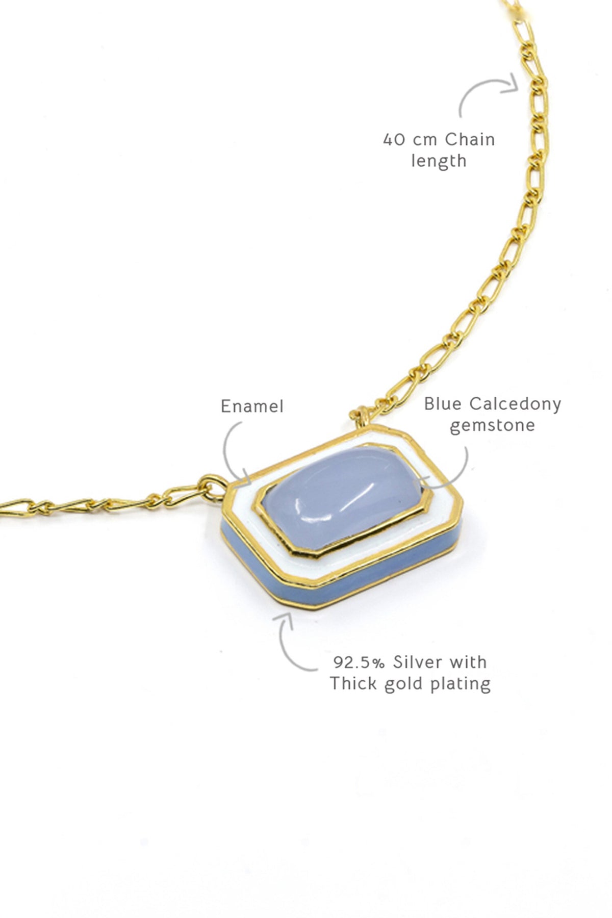Geometric Blue Calcedony Pendant Necklace 