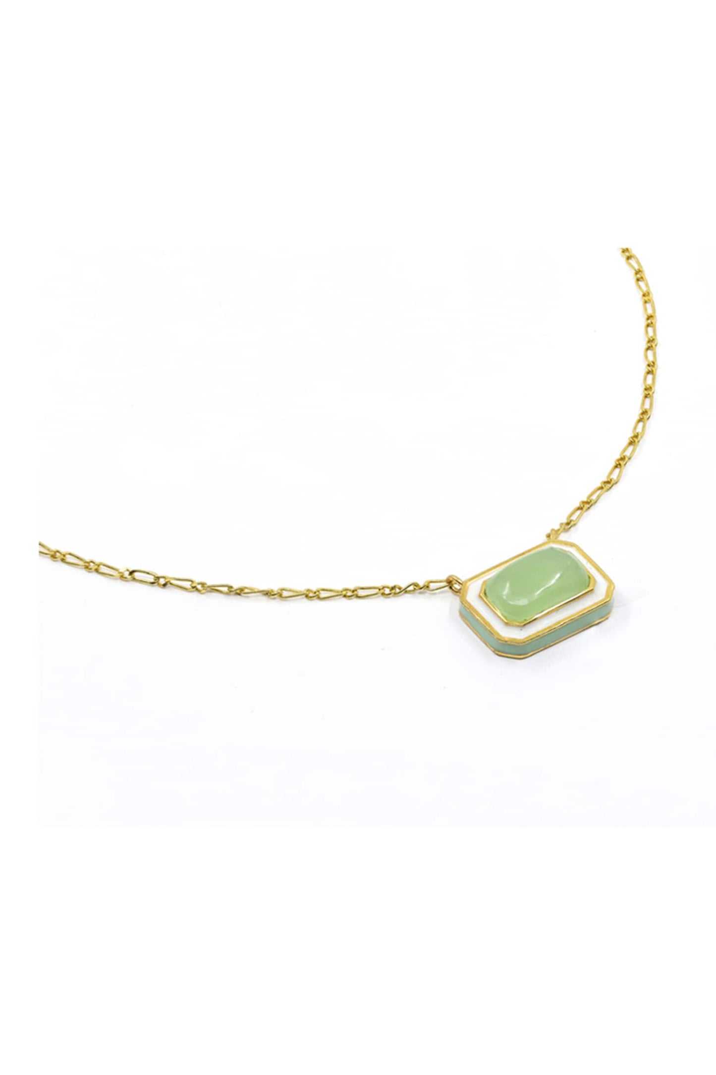Geometric Green Calcedony Pendant Necklace 