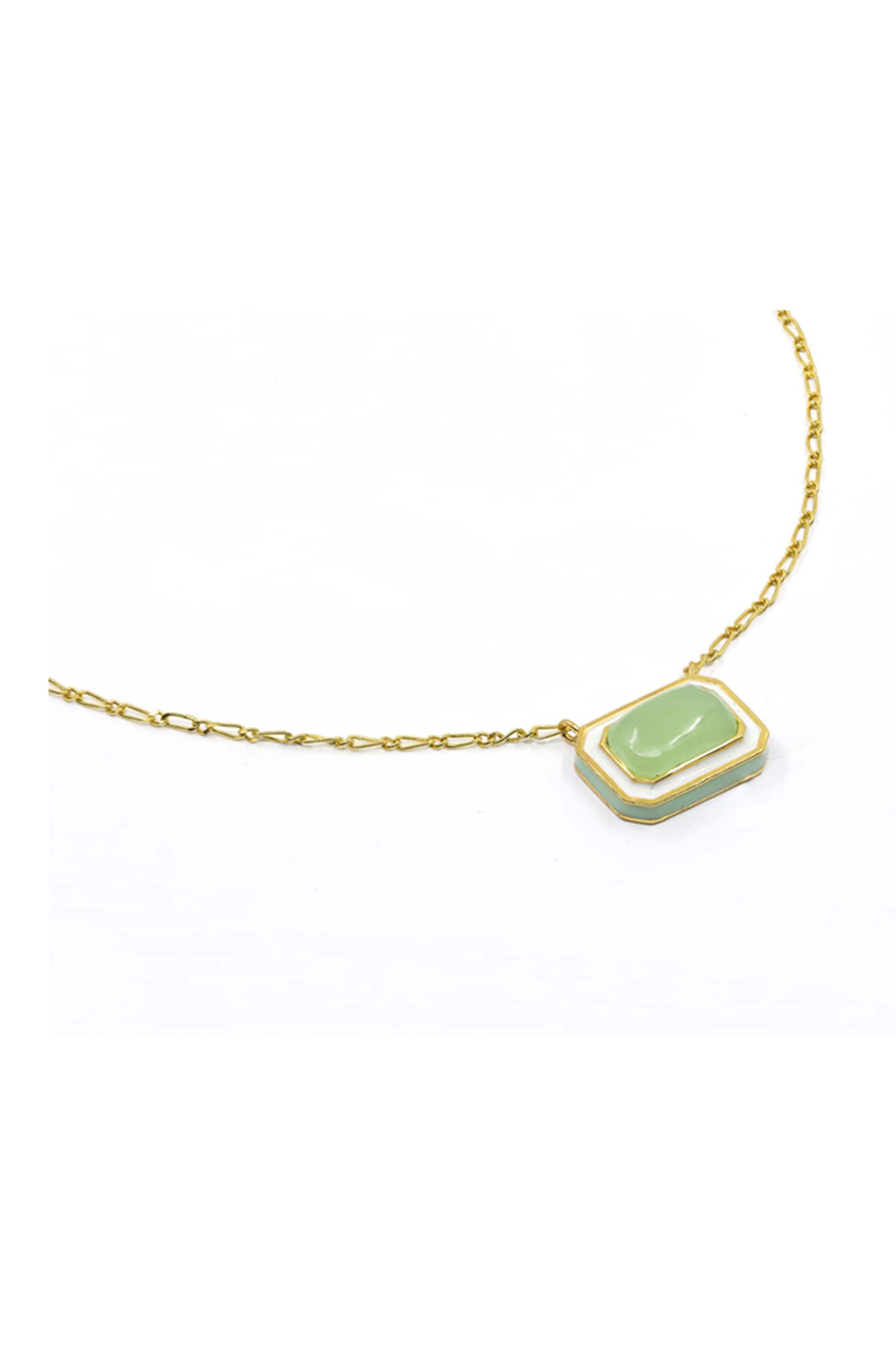 Geometric Green Calcedony Pendant Necklace 