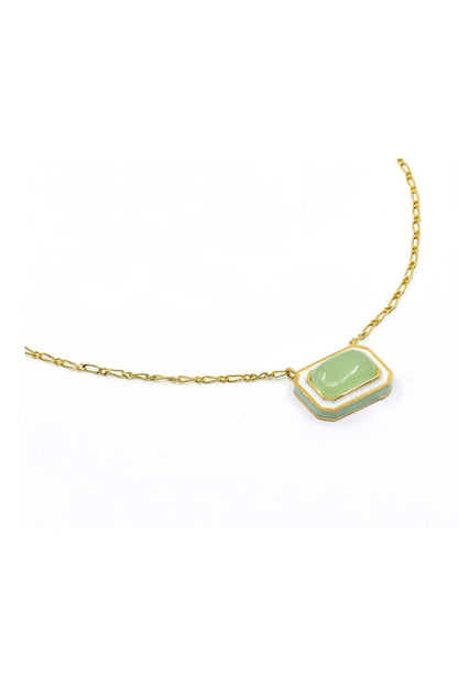 Geometric Green Calcedony Pendant Necklace 
