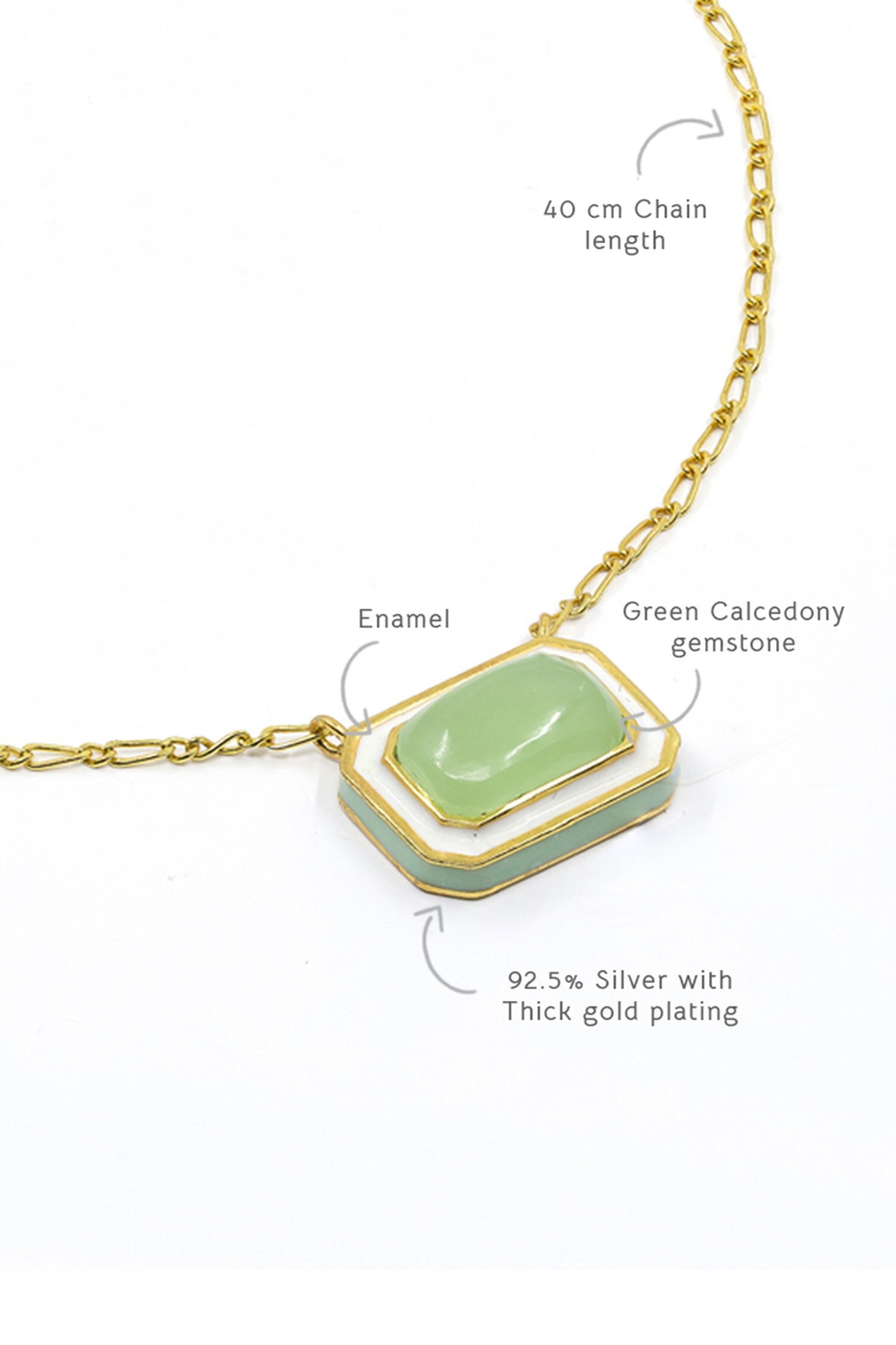 Geometric Green Calcedony Pendant Necklace 