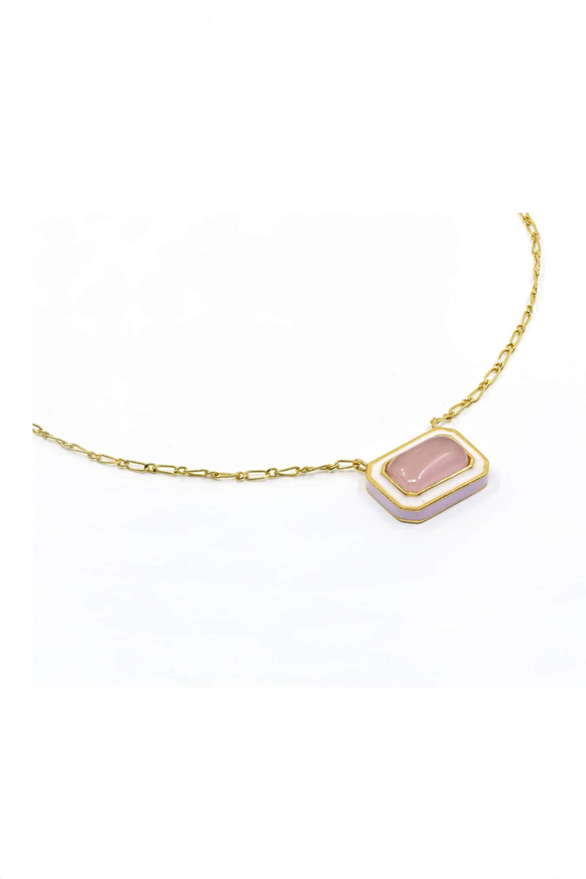 Rose Quartz Stone Pendant Necklace 