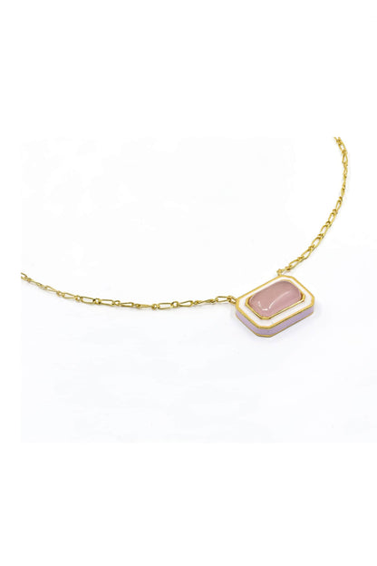 Rose Quartz Stone Pendant Necklace 