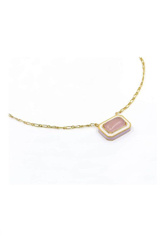 Rose Quartz Stone Pendant Necklace 