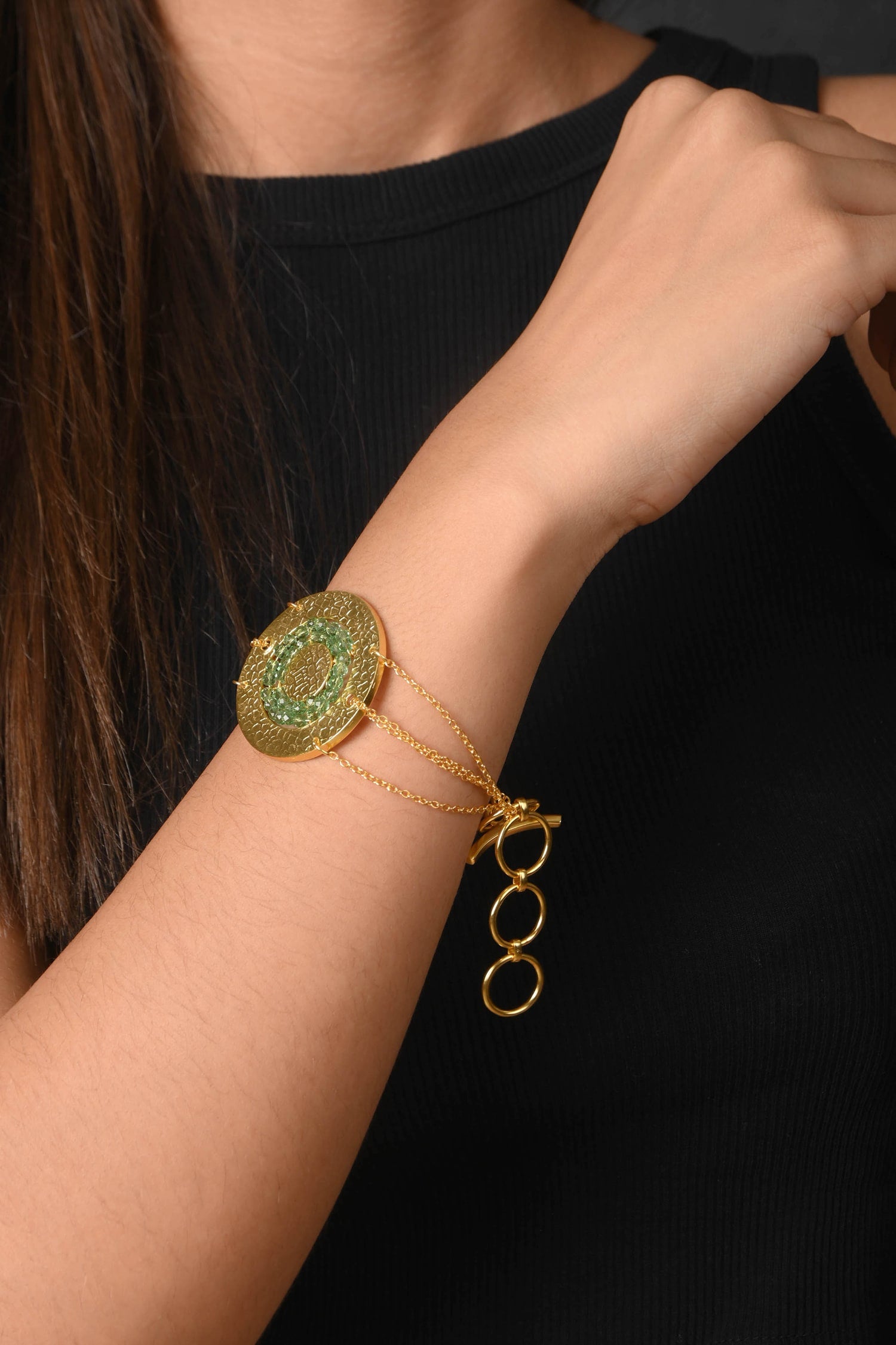 Gold Beaded Round Chain Bracelet 