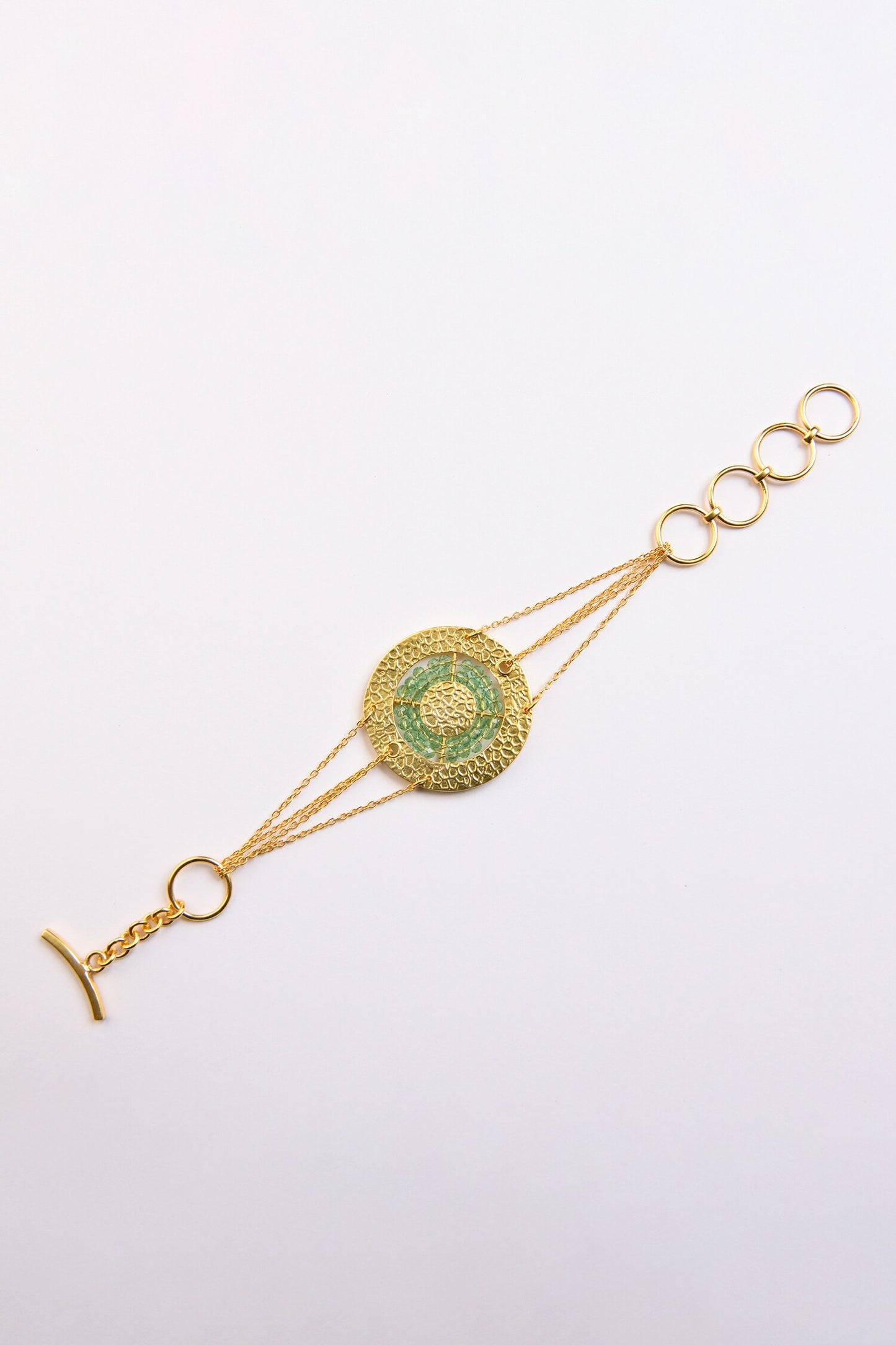 Gold Beaded Round Chain Bracelet 