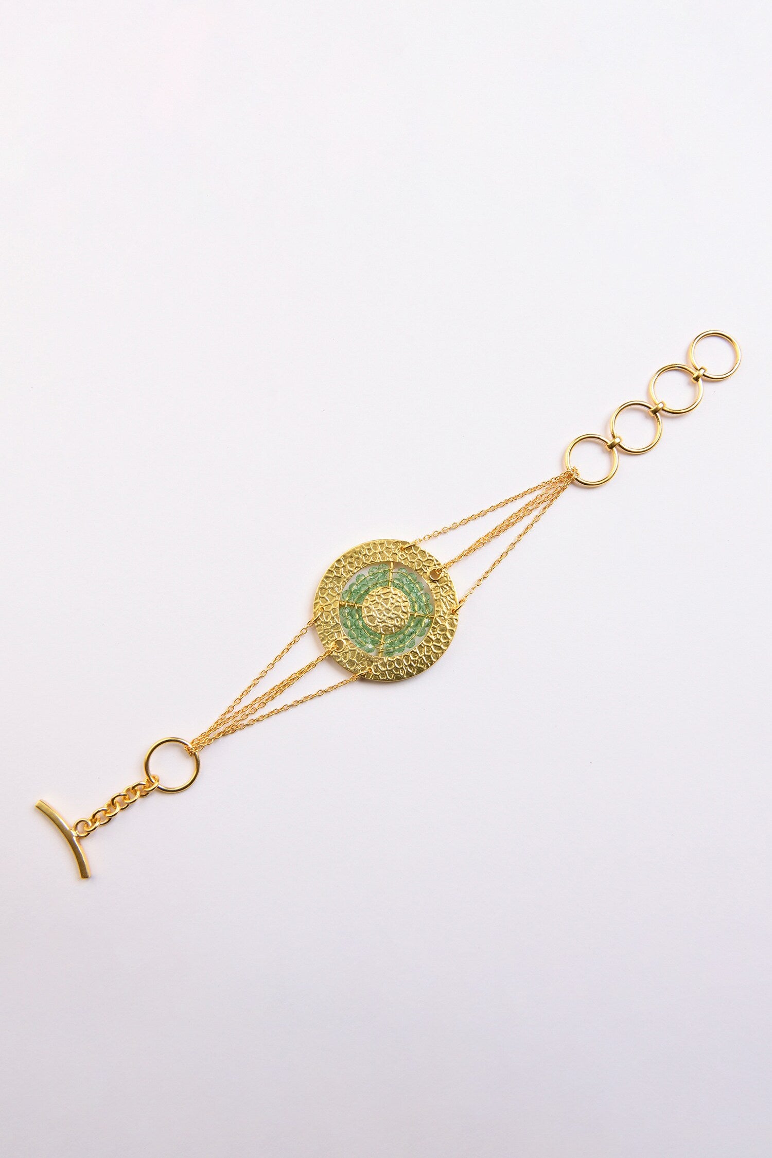 Gold Beaded Round Chain Bracelet 