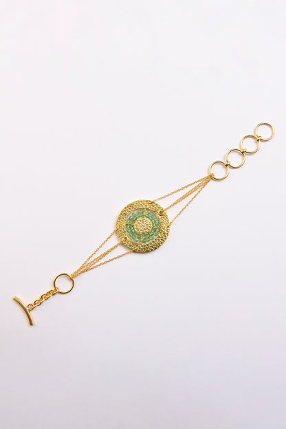 Gold Beaded Round Chain Bracelet 